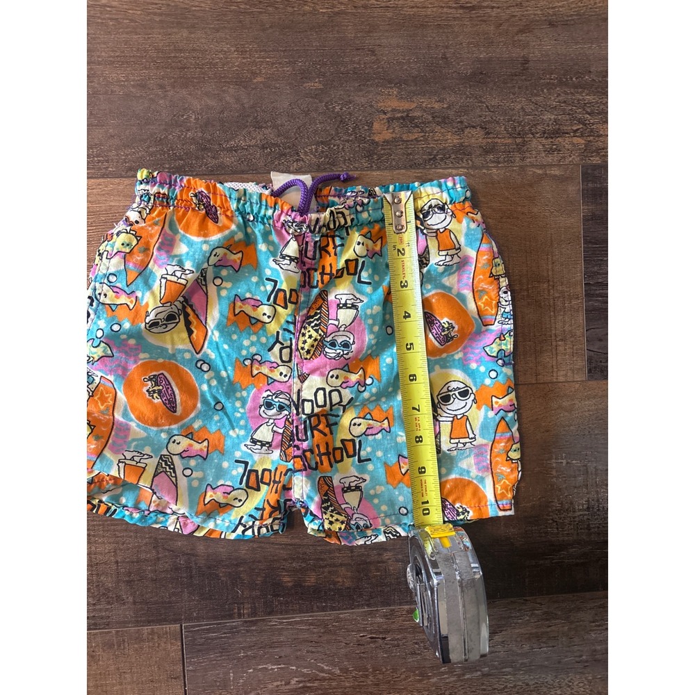 Vintage Joe Cool Snoopy Surf School Kids Swim Trunks Blue All Over Print Shorts - Picture 6 of 7